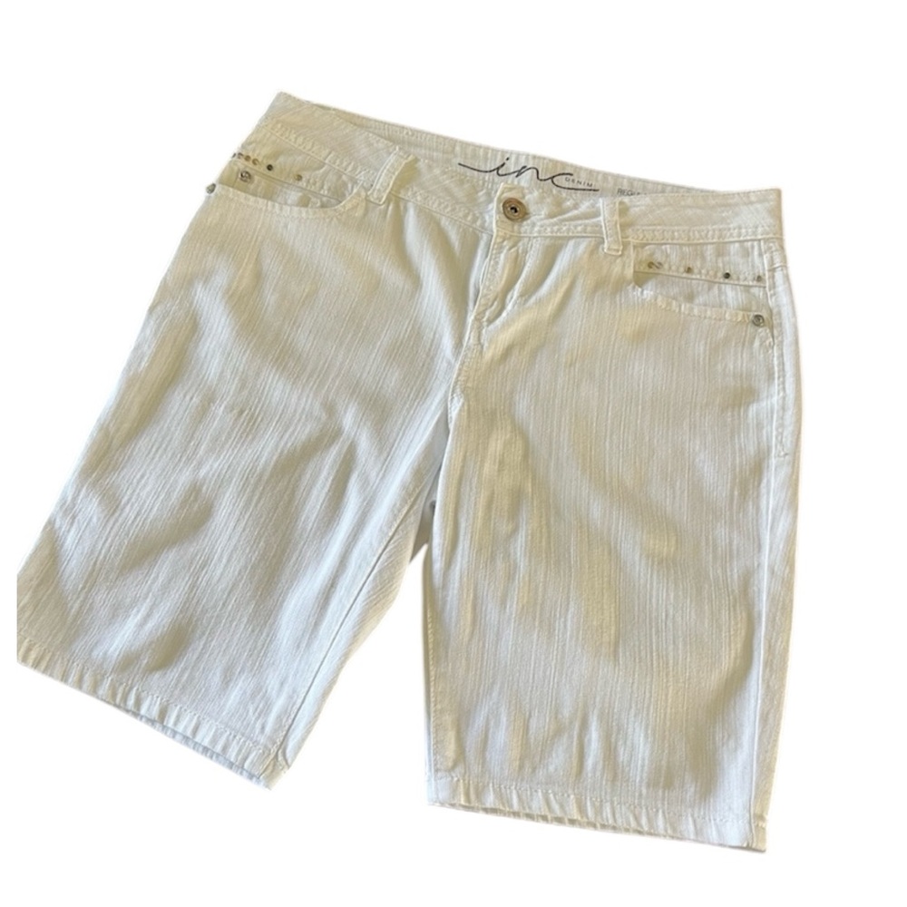 INC Women’s white shorts stretch textured denim 5 pckt size 6